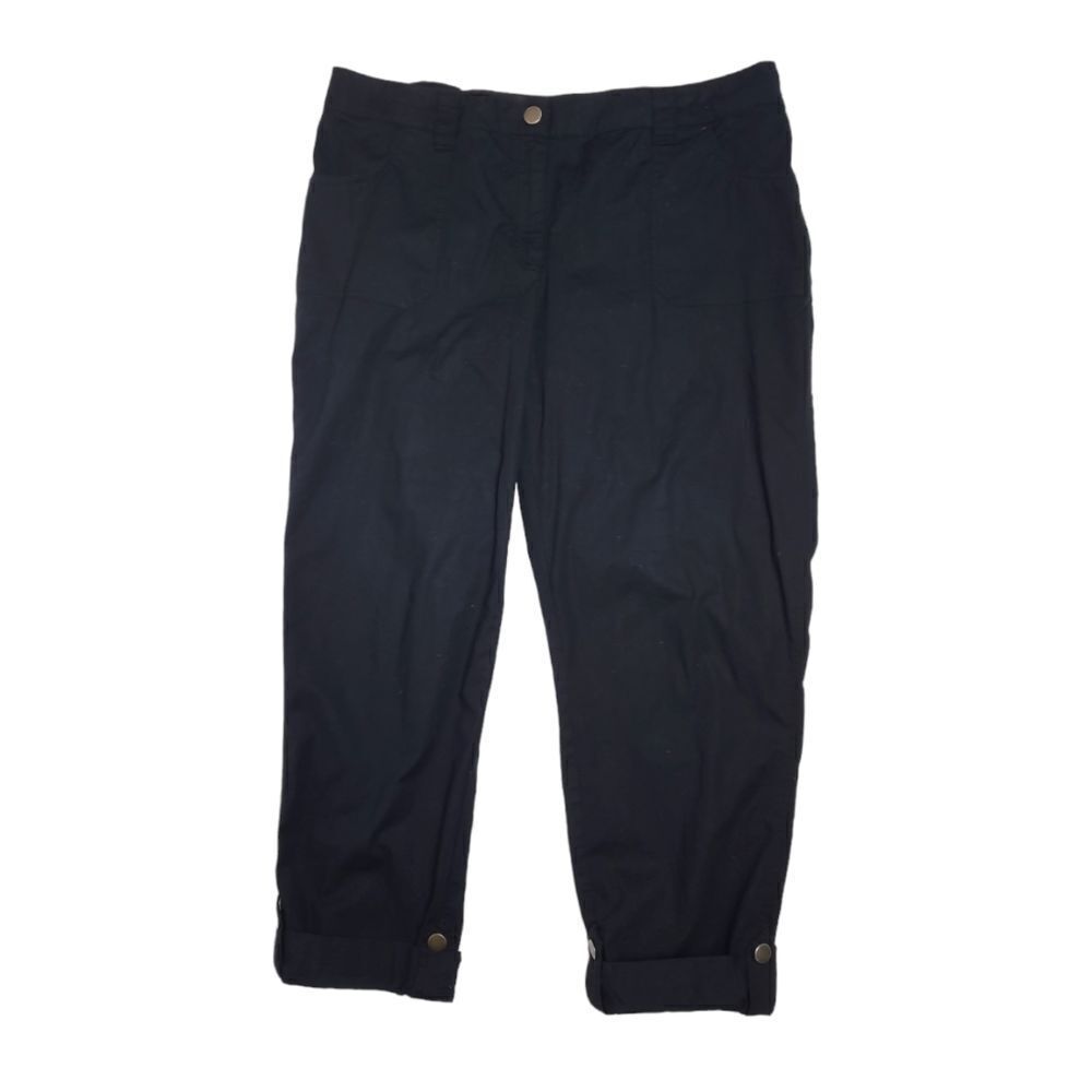 CHICO'S‎ black roll tab convertible lightweight pants with elastic panel 2.5/L